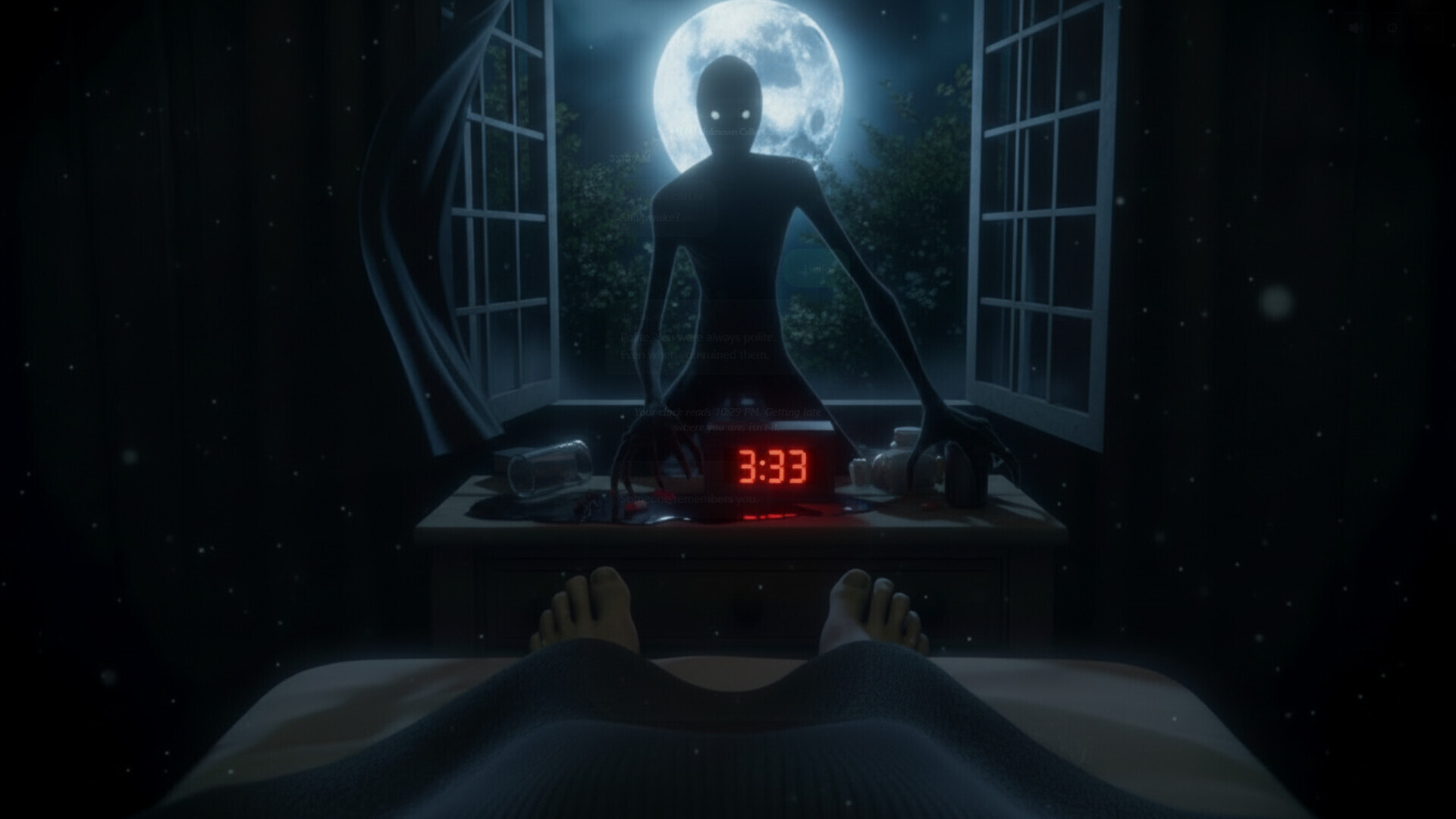 Shadow figure with glowing eyes